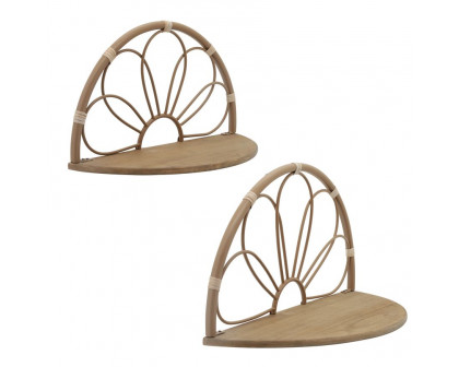 Sagebrook - Metal Arched Flower Wall Shelves (Set Of 2) in Brown