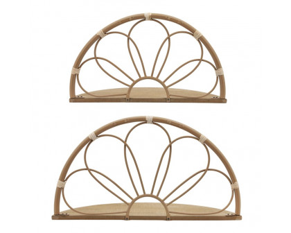 Sagebrook - Metal Arched Flower Wall Shelves (Set Of 2) in Brown