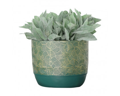 Sagebrook 10"/13" Resin Swirl Planters (Set Of 2) - Green/Gold