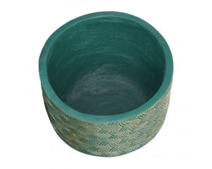 Sagebrook 10"/13" Resin Swirl Planters (Set Of 2) - Green/Gold