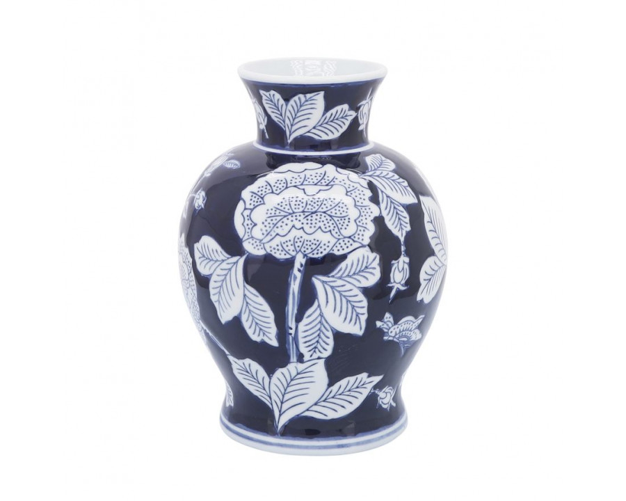 Sagebrook - 9" Ceramic Flower Vase in Blue/White