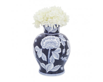 Sagebrook - 9" Ceramic Flower Vase in Blue/White