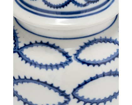 Sagebrook 9" Ceramic Chain Temple Jar Lid - Blue/White