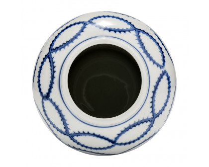 Sagebrook 9" Ceramic Chain Temple Jar Lid - Blue/White