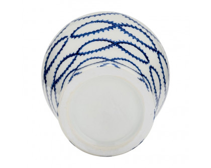 Sagebrook 9" Ceramic Chain Temple Jar Lid - Blue/White