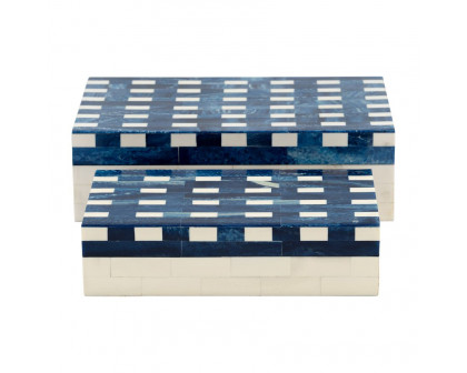 Sagebrook - Resin Plaid Boxes (Set Of 2) in Blue