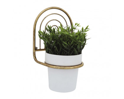 Sagebrook Metal Wall Planter - Gold/White