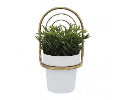 Sagebrook Metal Wall Planter - Gold/White