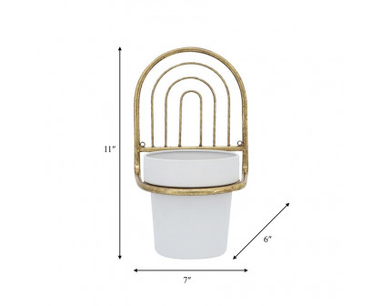 Sagebrook Metal Wall Planter - Gold/White