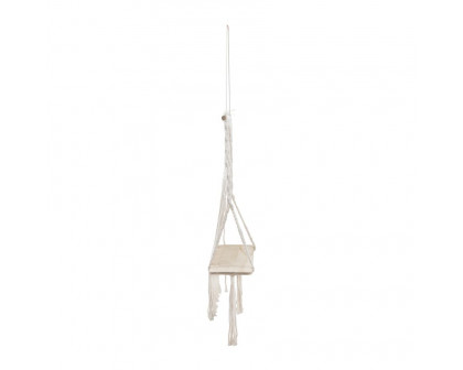 Sagebrook - Wood Macrame Wall Shelf in Ivory