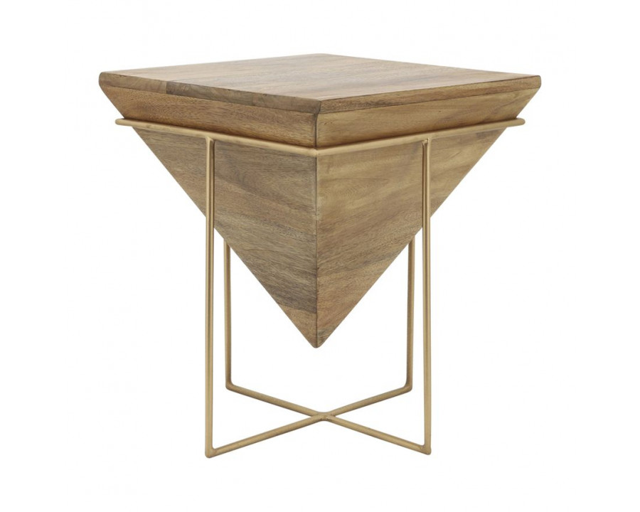 Sagebrook - Wood Inverted Pyramid Side Table in Brown/Gold