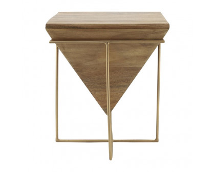 Sagebrook - Wood Inverted Pyramid Side Table in Brown/Gold