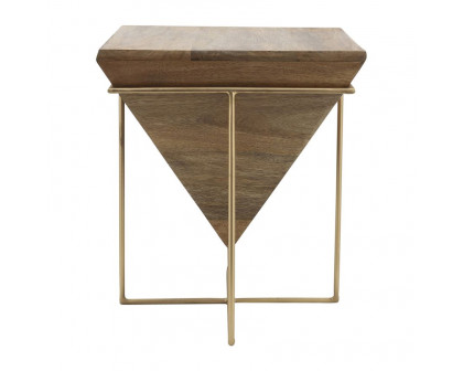 Sagebrook - Wood Inverted Pyramid Side Table in Brown/Gold