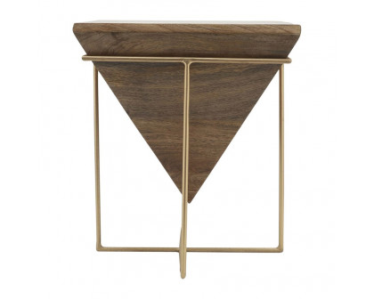 Sagebrook - Wood Inverted Pyramid Side Table in Brown/Gold