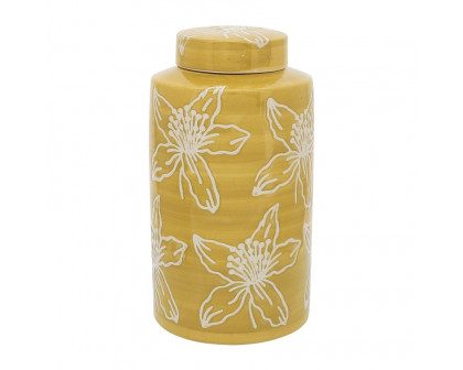 Sagebrook 10" Ceramic Flower Jar With Lid