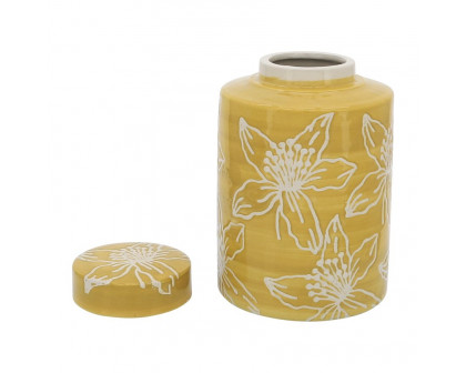 Sagebrook 10" Ceramic Flower Jar With Lid