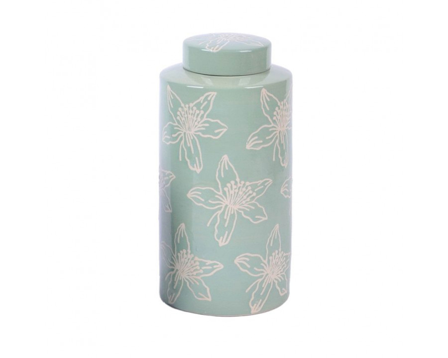 Sagebrook 10" Ceramic Flower Jar With Lid