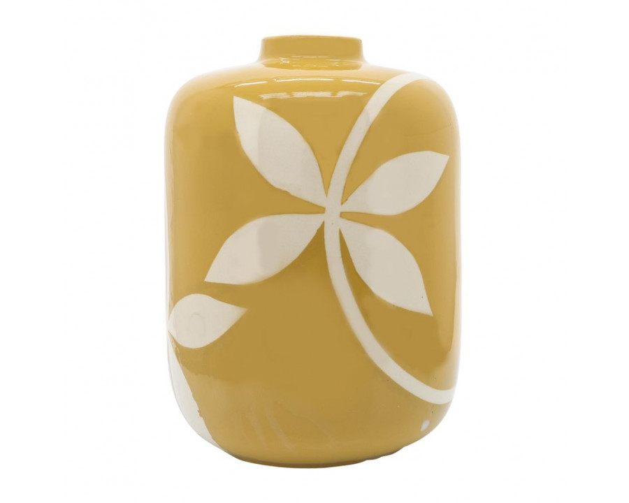 Sagebrook 11" Ceramic Leaf Vase - Yellow