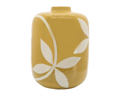 Sagebrook 11" Ceramic Leaf Vase - Yellow