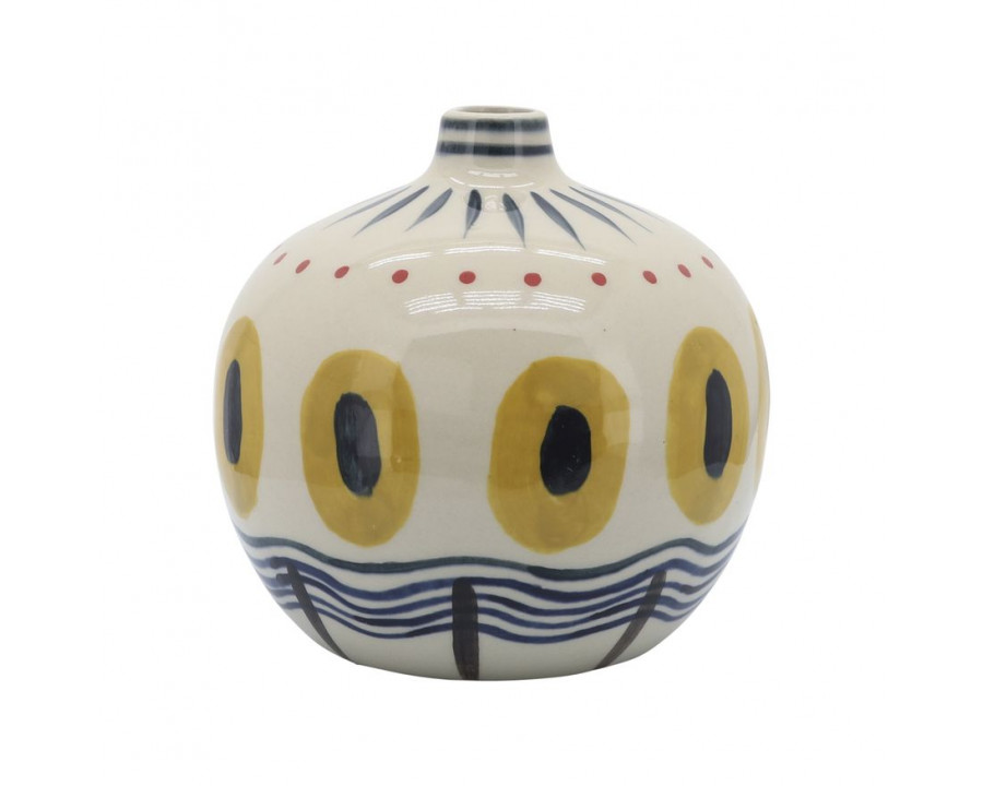 Sagebrook 7" Ceramic Tribal Vase - Ivory