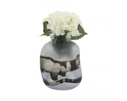 Sagebrook 11" Glass Dented Vase - Gray