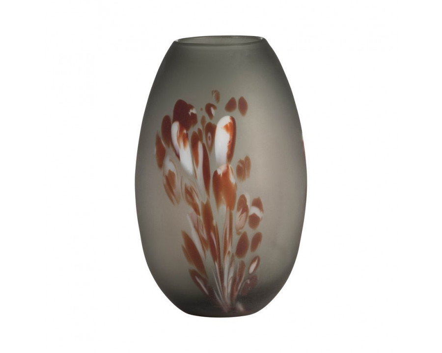 Sagebrook 12" Glass Frosted Vase With Red Detail-Gray