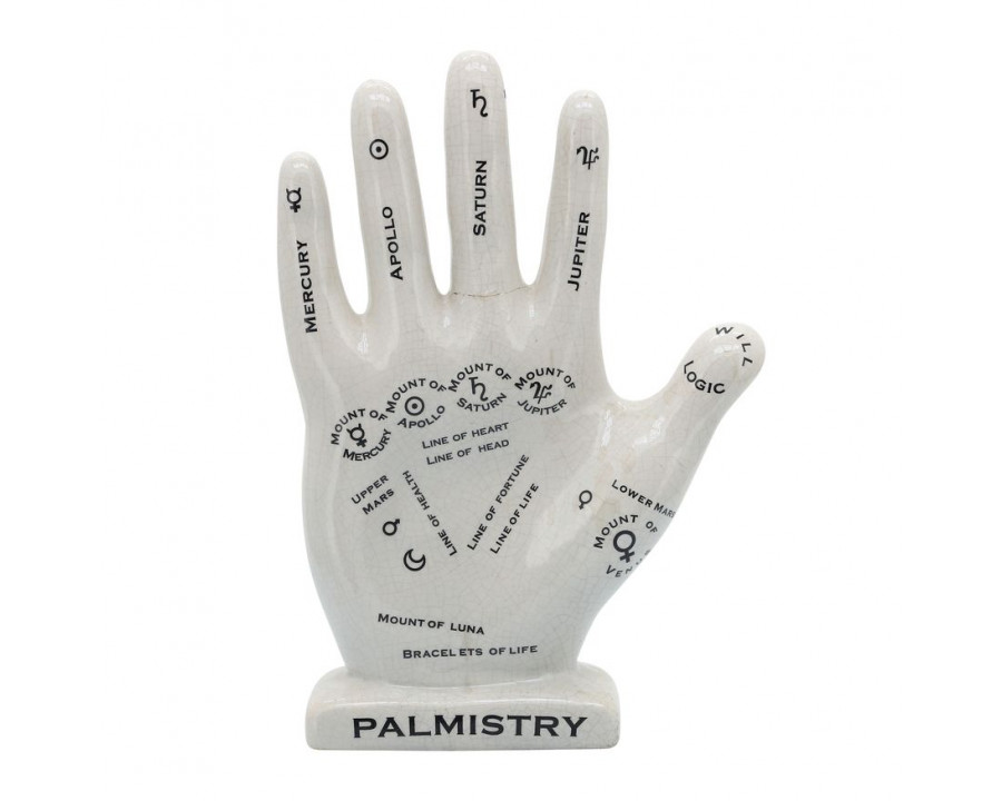 Sagebrook - 12" Porcelain Palmistry Hand Decor in White