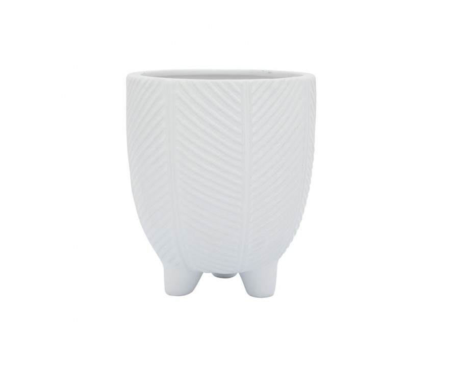 Sagebrook 6" Dia Porcelain Footed Planter - White