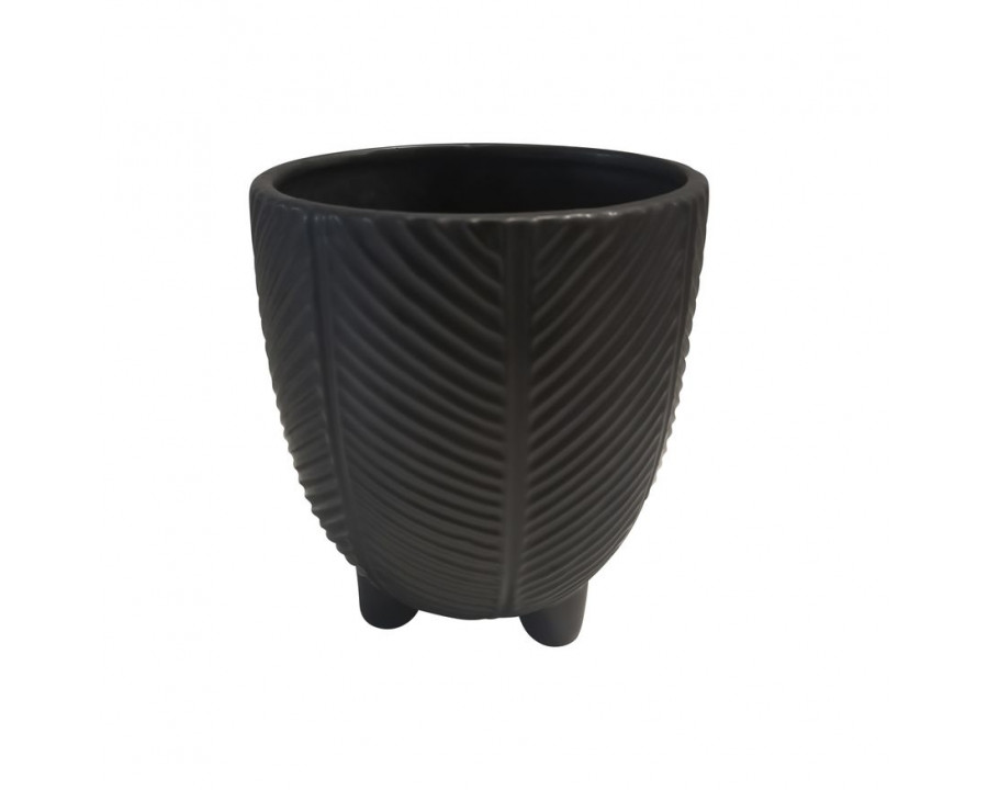 Sagebrook 6" Dia Porcelain Footed Planter - Black