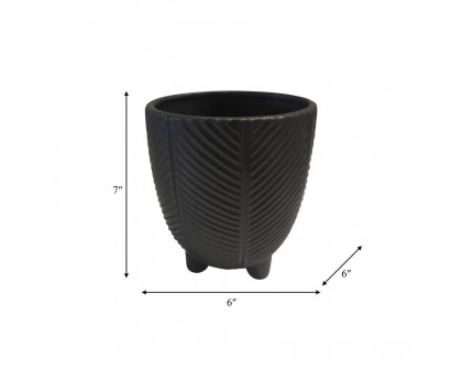 Sagebrook 6" Dia Porcelain Footed Planter - Black