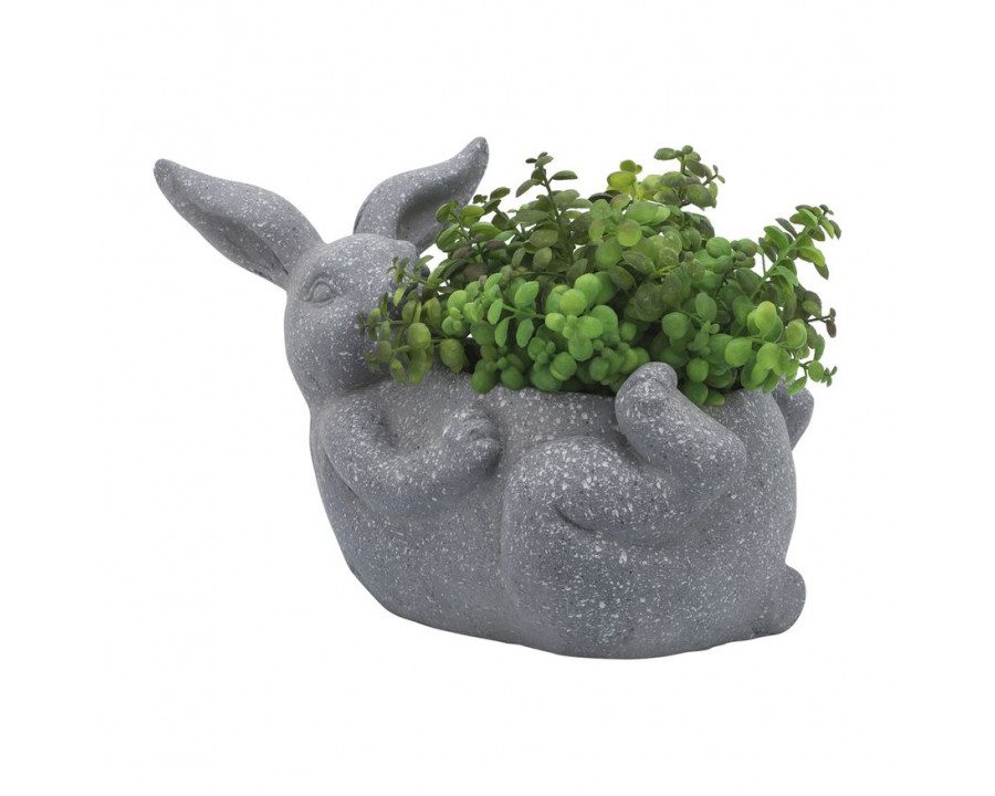 Sagebrook Resin Laying Bunny Planter - Gray