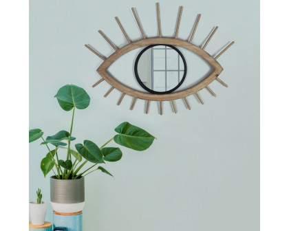 Sagebrook - Wood/Metal Mirrored Eye Wall Decor in Brown