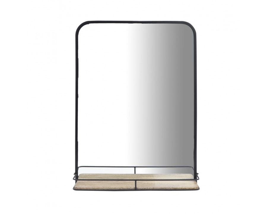 Sagebrook Metal Mirror With Folding Shelf - Black/Brown