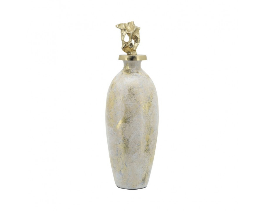 Sagebrook 20" Glass Metal Vase Tribal Topper - White/Gold