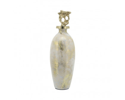 Sagebrook 20" Glass Metal Vase Tribal Topper - White/Gold