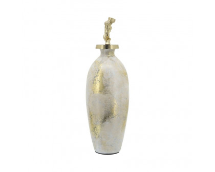 Sagebrook 20" Glass Metal Vase Tribal Topper - White/Gold