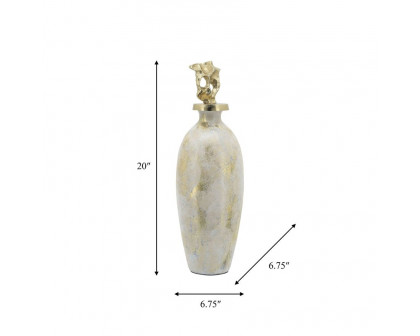 Sagebrook 20" Glass Metal Vase Tribal Topper - White/Gold