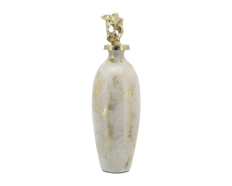 Sagebrook 23" Glass Metal Vase Tribal Topper - White/Gold