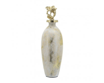 Sagebrook 23" Glass Metal Vase Tribal Topper - White/Gold