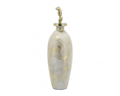 Sagebrook 23" Glass Metal Vase Tribal Topper - White/Gold