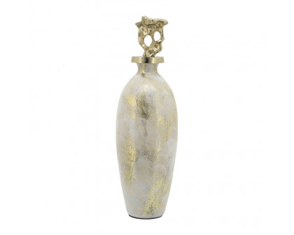 Sagebrook 23" Glass Metal Vase Tribal Topper - White/Gold