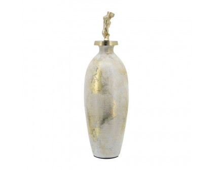 Sagebrook 23" Glass Metal Vase Tribal Topper - White/Gold