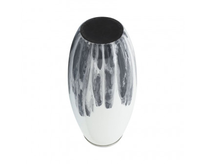 Sagebrook 18" Glass Vase With Metal Ring - White