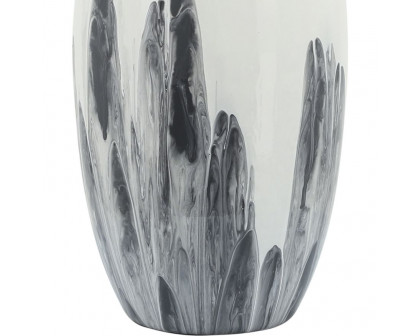 Sagebrook 18" Glass Vase With Metal Ring - White