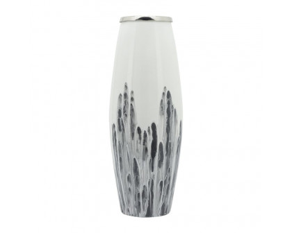 Sagebrook 24" Glass Vase With Metal Ring - White