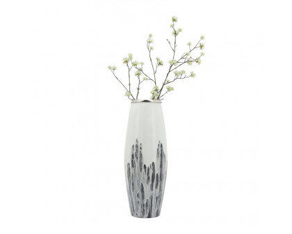 Sagebrook 24" Glass Vase With Metal Ring - White