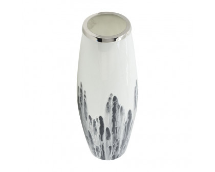 Sagebrook 24" Glass Vase With Metal Ring - White