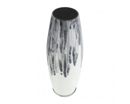 Sagebrook 24" Glass Vase With Metal Ring - White