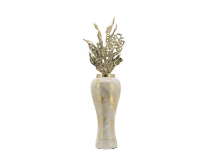 Sagebrook 38" Glass Vase With Aluminum Top - White/Gold