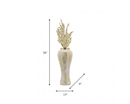 Sagebrook 38" Glass Vase With Aluminum Top - White/Gold